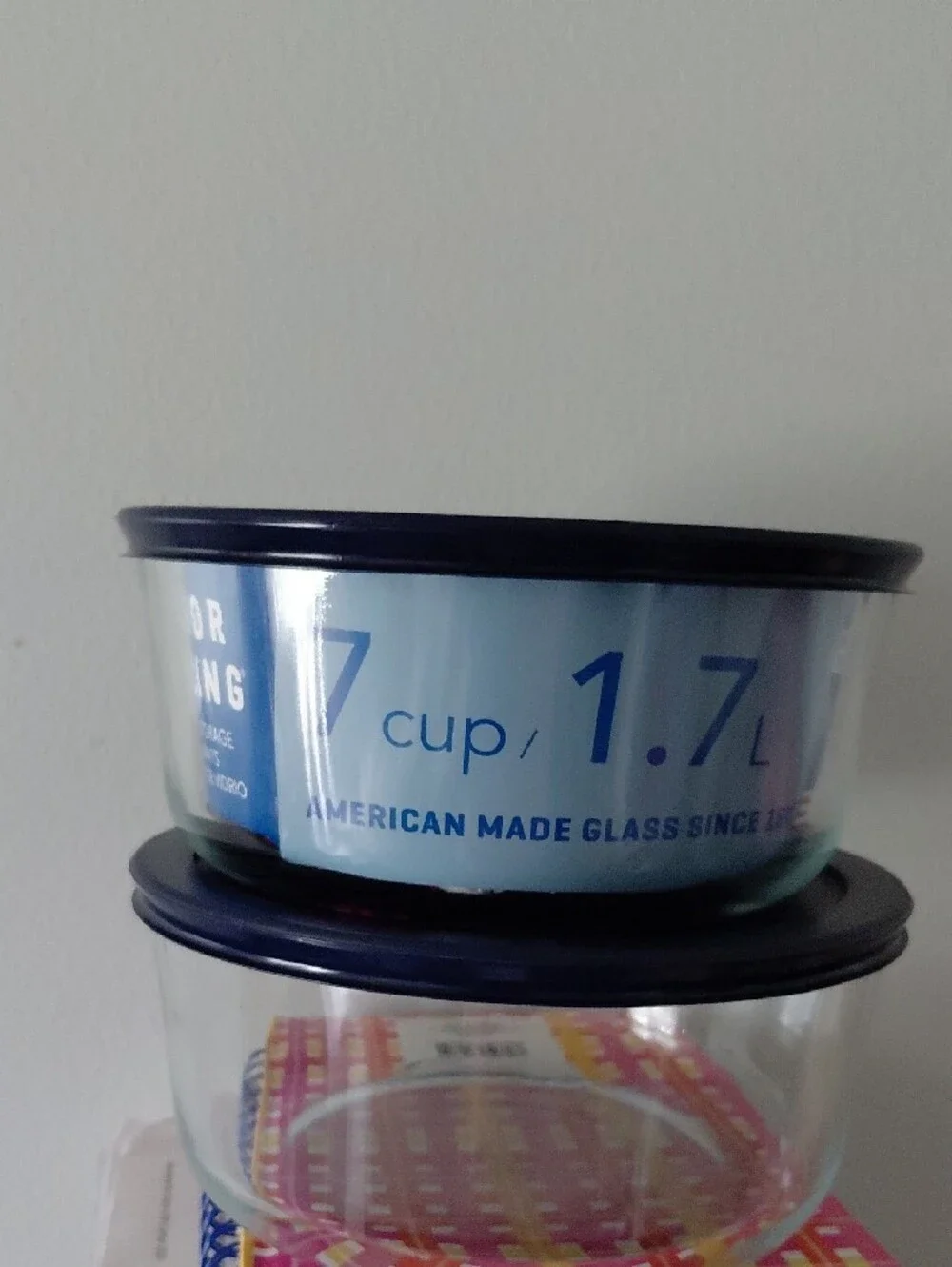 Anchor Hocking Blue Glass Storage Bowls with Navy Lids - Set of 2 & 7 Cup